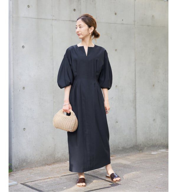VERMEIL par iena「《一部WEB限定予約》FLAXASA jewel ox ウエストシェイプワンピース」|ワンピース|