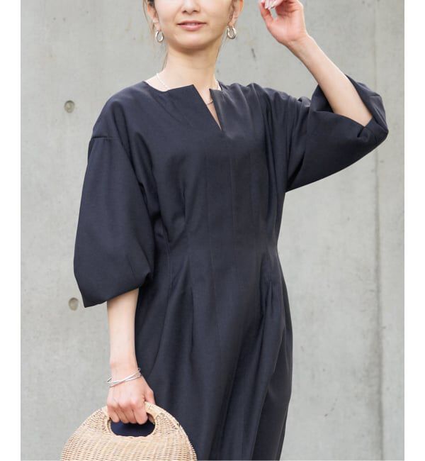 VERMEIL par iena「《一部WEB限定予約》FLAXASA jewel ox ウエストシェイプワンピース」|ワンピース|