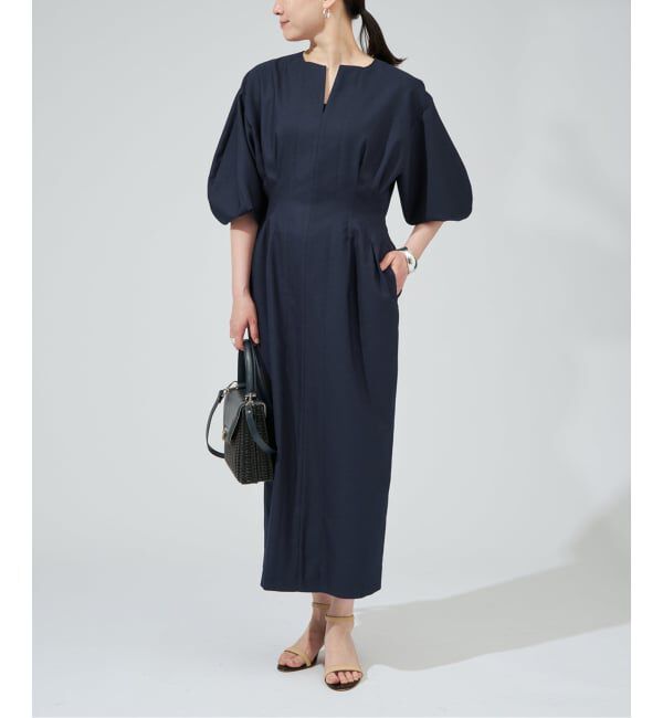 VERMEIL par iena「《一部WEB限定予約》FLAXASA jewel ox ウエストシェイプワンピース」|ワンピース|