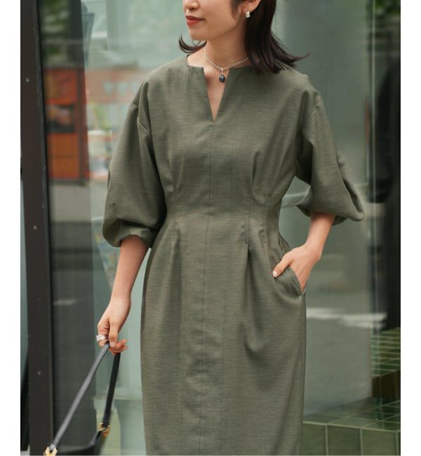 VERMEIL par iena「《一部WEB限定予約》FLAXASA jewel ox ウエストシェイプワンピース」|ワンピース|