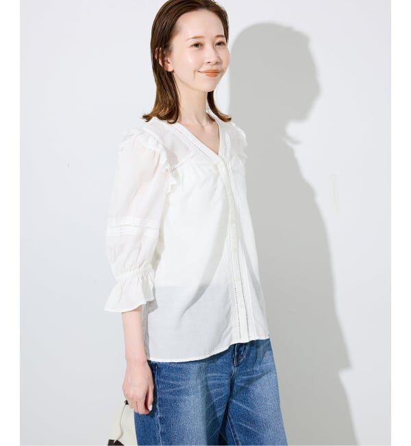 SLOBE IENA「《WEB限定/追加予約》コットンレーヨンレースブラウス」|シャツ・ブラウス|