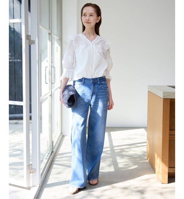SLOBE IENA「《WEB限定/追加予約》コットンレーヨンレースブラウス」|シャツ・ブラウス|