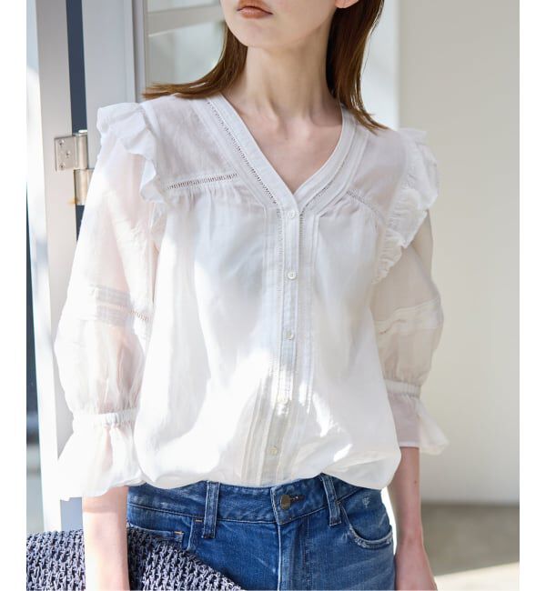 SLOBE IENA「《WEB限定/追加予約》コットンレーヨンレースブラウス」|シャツ・ブラウス|