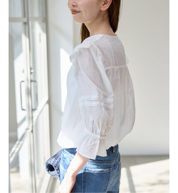 SLOBE IENA「《WEB限定/追加予約》コットンレーヨンレースブラウス」|シャツ・ブラウス|