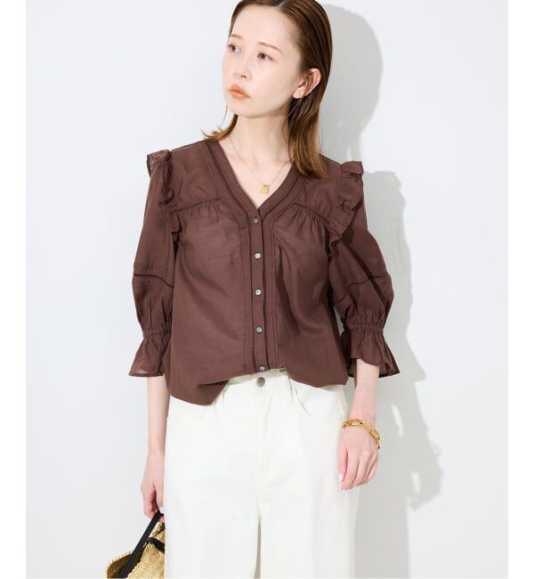 SLOBE IENA「《WEB限定/追加予約》コットンレーヨンレースブラウス」|シャツ・ブラウス|