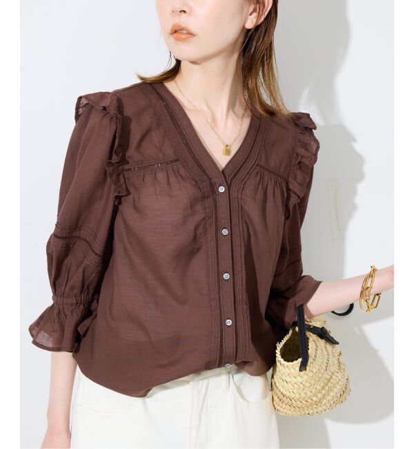 SLOBE IENA「《WEB限定/追加予約》コットンレーヨンレースブラウス」|シャツ・ブラウス|