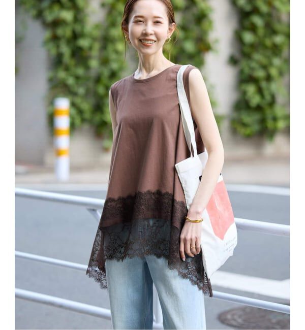 SLOBE IENA「《追加》レースコンビノースリカットソー」|Tシャツ・カットソー|