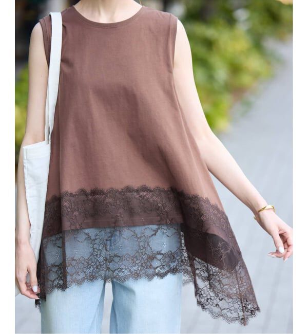 SLOBE IENA「《追加》レースコンビノースリカットソー」|Tシャツ・カットソー|