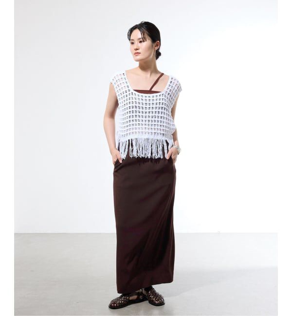IENA「《接触冷感/防シワ》ストレッチジョーゼット Iラインスカート」|スカート|