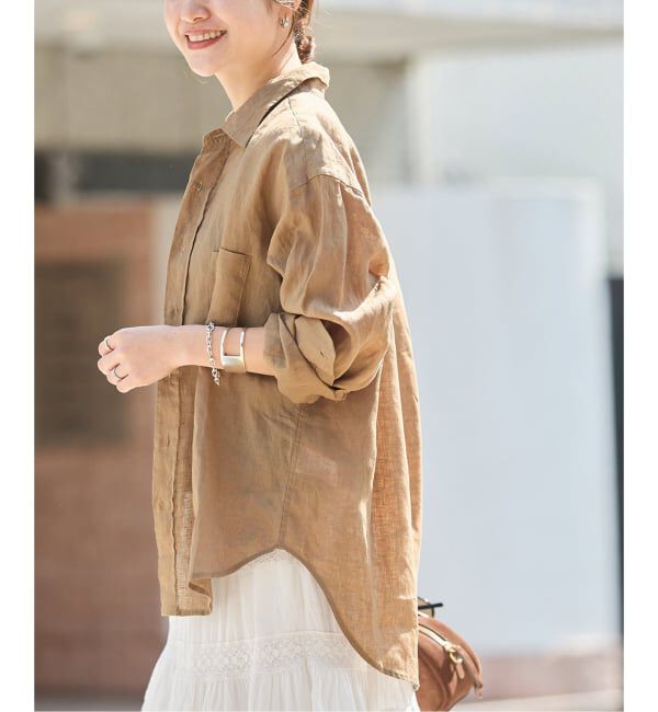 JOURNAL STANDARD「リネンレギュラーカラーシャツ」|シャツ・ブラウス|ベージュ