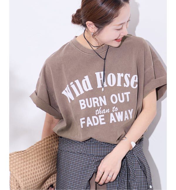 JOURNAL STANDARD「《追加2》ラウンドヘムピグメントT」|Tシャツ・カットソー|ブラウン A
