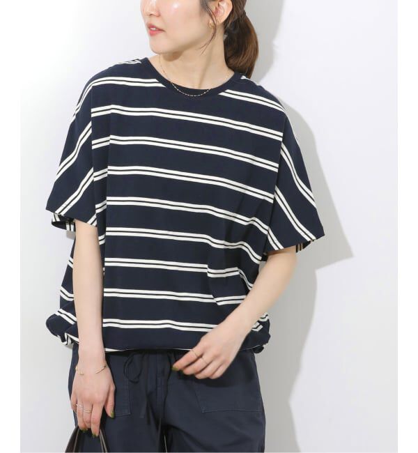 JOURNAL STANDARD relume「《追加予約》フレンチスリーブボーダーTシャツ」|Tシャツ・カットソー|ネイビー