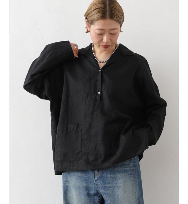 journal standard luxe「《追加予約》リネンワッシャー スキッパーシャツ」|シャツ・ブラウス|ブラック