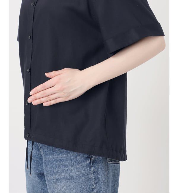 Spick and Span「リネンブレンドハーフスリーブヘムギャザーシャツ」|シャツ・ブラウス|