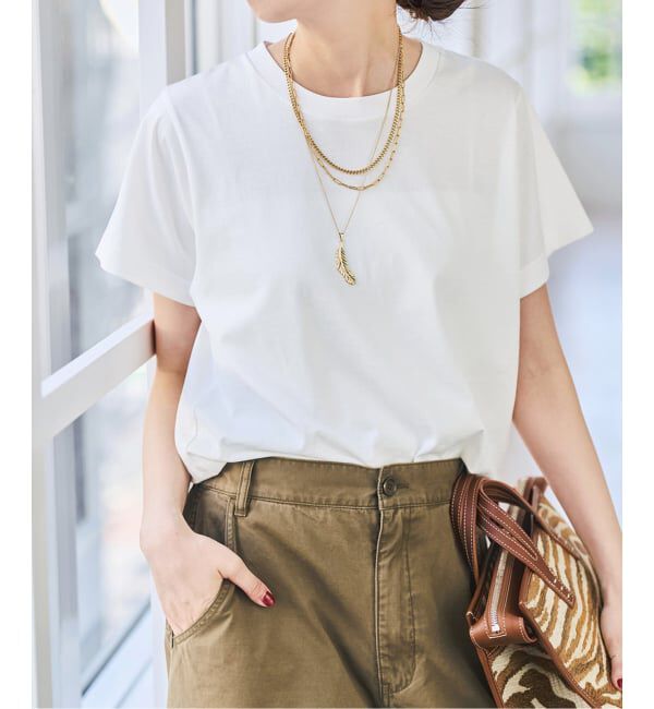 Spick and Span「汗染み防止ファインコットンTシャツ」|Tシャツ・カットソー|ホワイト