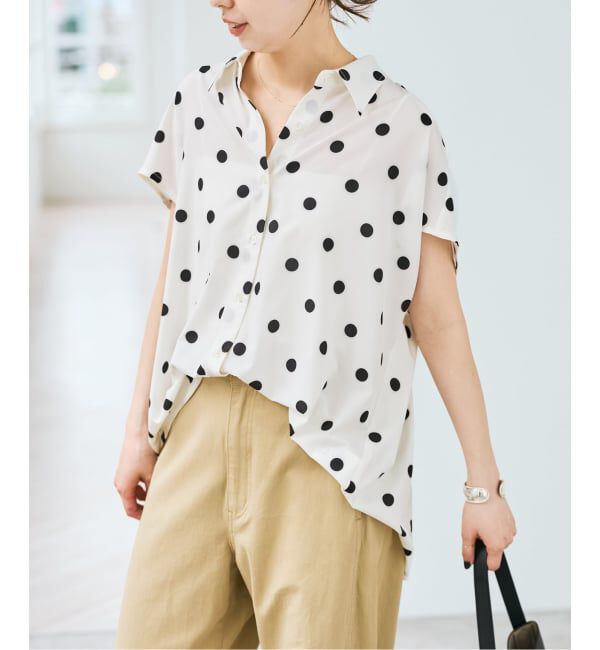 Spick and Span「《一部店舗+WEB限定 / 追加》ドットフレンチスリーブシャツ」|シャツ・ブラウス|