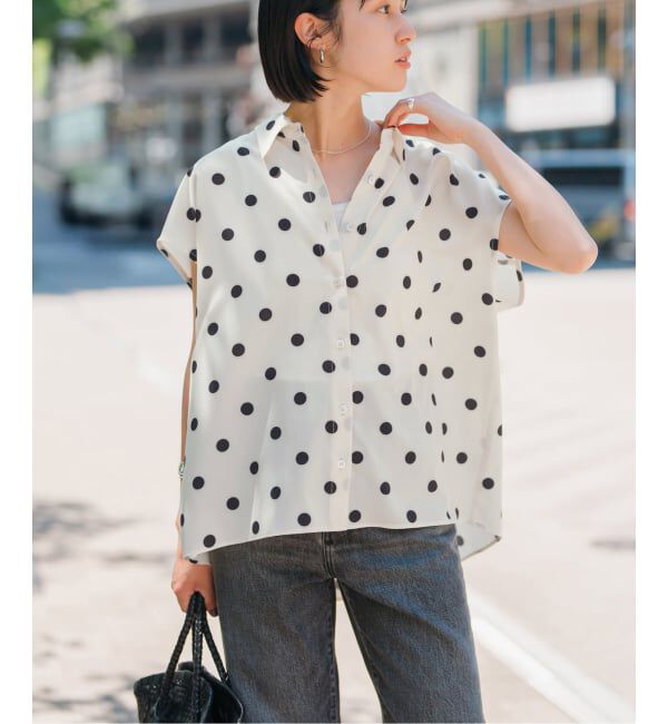 Spick and Span「《一部店舗+WEB限定 / 追加》ドットフレンチスリーブシャツ」|シャツ・ブラウス|