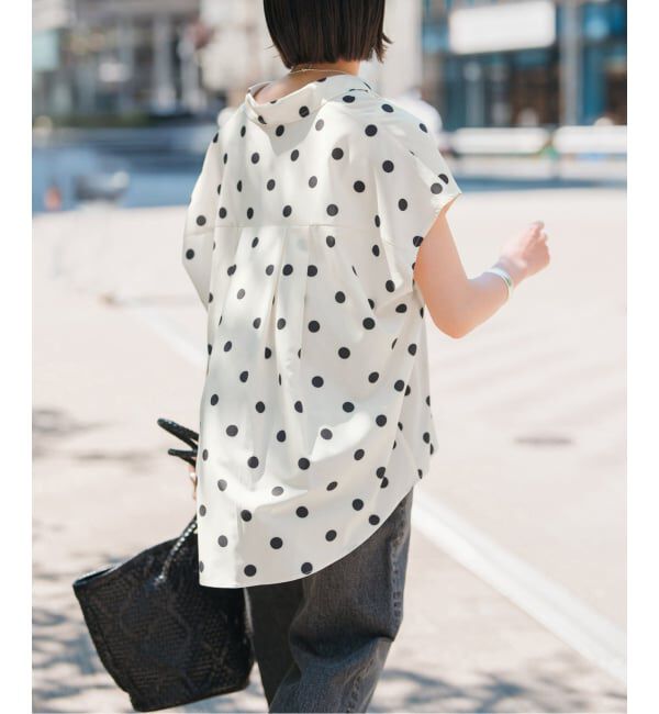 Spick and Span「《一部店舗+WEB限定 / 追加》ドットフレンチスリーブシャツ」|シャツ・ブラウス|
