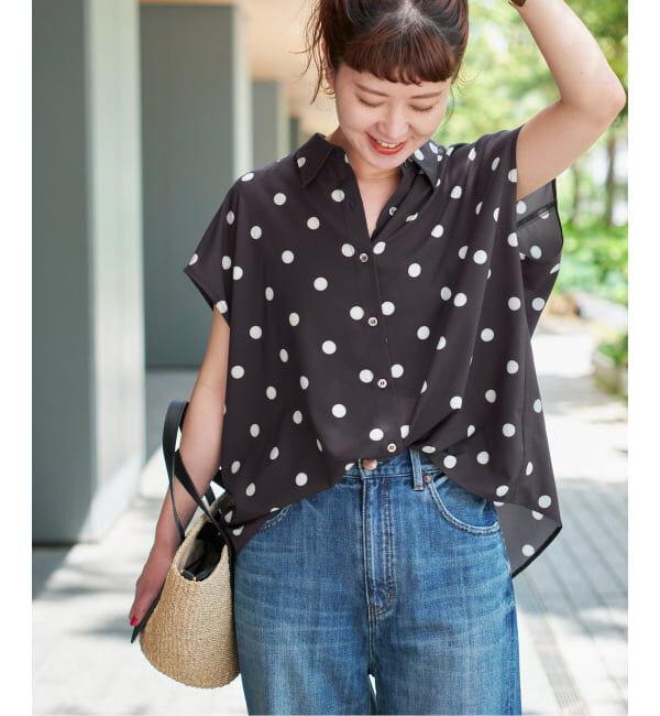 Spick and Span「《一部店舗+WEB限定 / 追加》ドットフレンチスリーブシャツ」|シャツ・ブラウス|