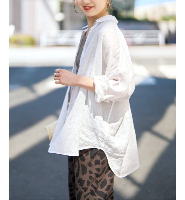 Spick and Span「《新色有り / 追加》 80リネンカシュクール ビッグシャツ」|シャツ・ブラウス|