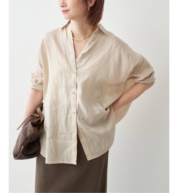 Spick and Span「《新色有り / 追加》 80リネンカシュクール ビッグシャツ」|シャツ・ブラウス|