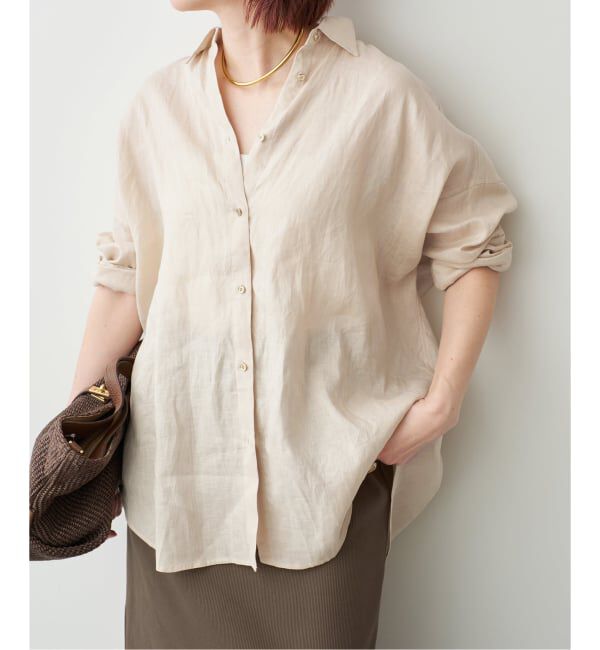 Spick and Span「《新色有り / 追加》 80リネンカシュクール ビッグシャツ」|シャツ・ブラウス|