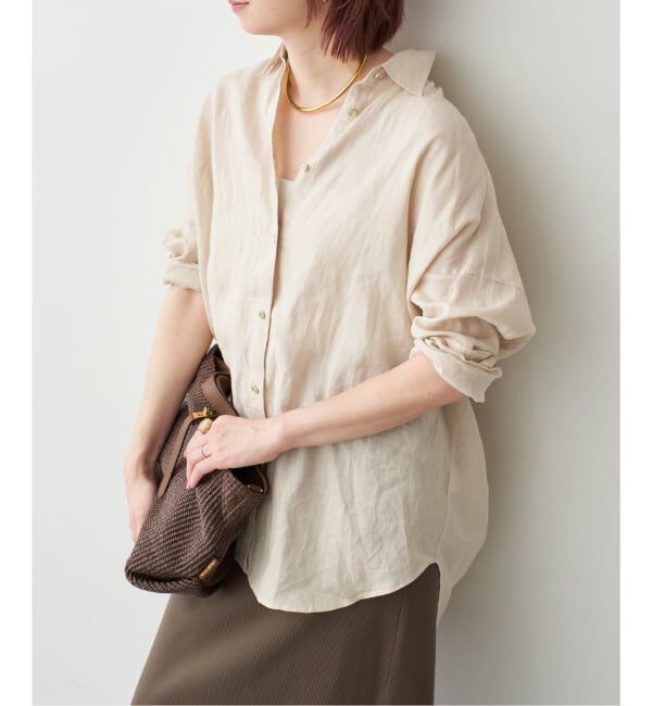 Spick and Span「《新色有り / 追加》 80リネンカシュクール ビッグシャツ」|シャツ・ブラウス|