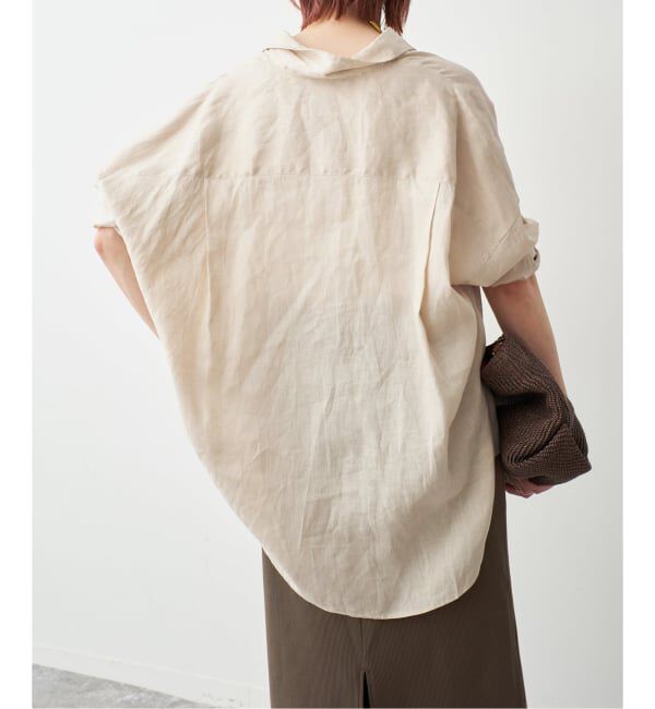 Spick and Span「《新色有り / 追加》 80リネンカシュクール ビッグシャツ」|シャツ・ブラウス|
