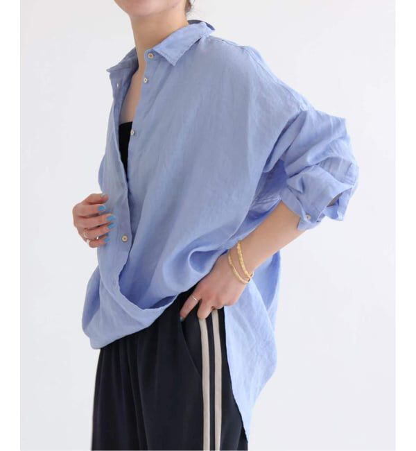 Spick and Span「《新色有り / 追加》 80リネンカシュクール ビッグシャツ」|シャツ・ブラウス|