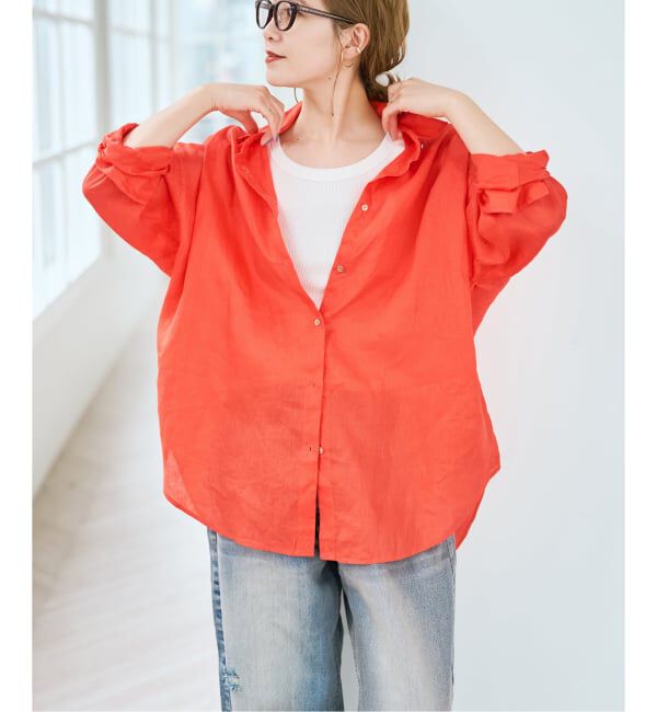 Spick and Span「《新色有り / 追加》 80リネンカシュクール ビッグシャツ」|シャツ・ブラウス|