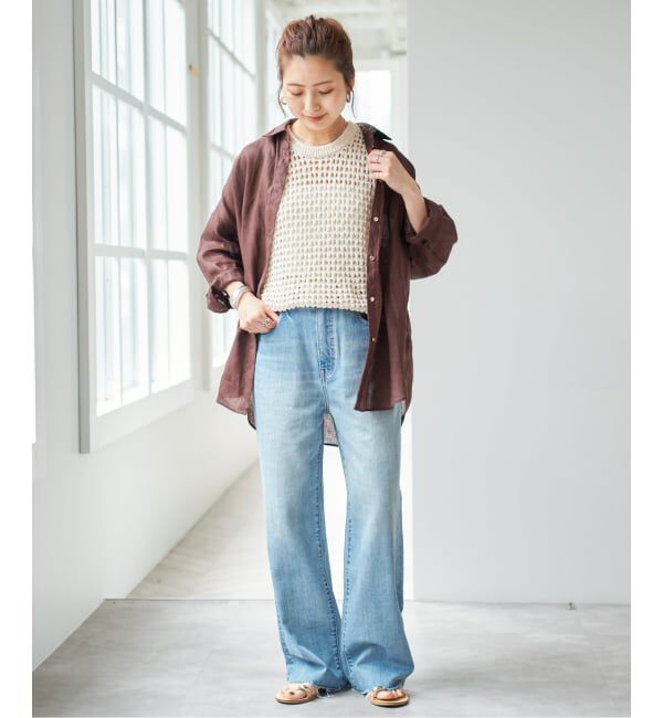 Spick and Span「《新色有り / 追加》 80リネンカシュクール ビッグシャツ」|シャツ・ブラウス|