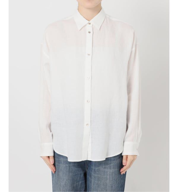 Spick and Span「《程よくすっきりサイズ / 追加予約》 80リネンカシュクール ミディシャツ」|シャツ・ブラウス|