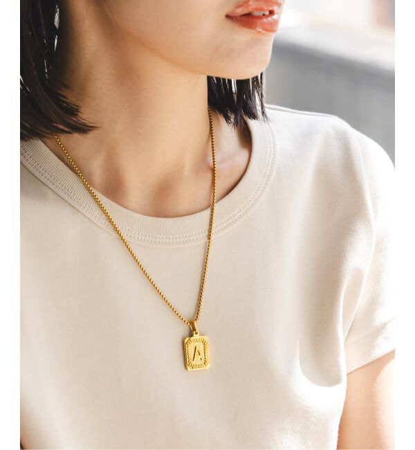 NOBLE「PETIT MOMENTS/プティモーメント Intial Rectangle Pendant Necklace」|ネックレス|