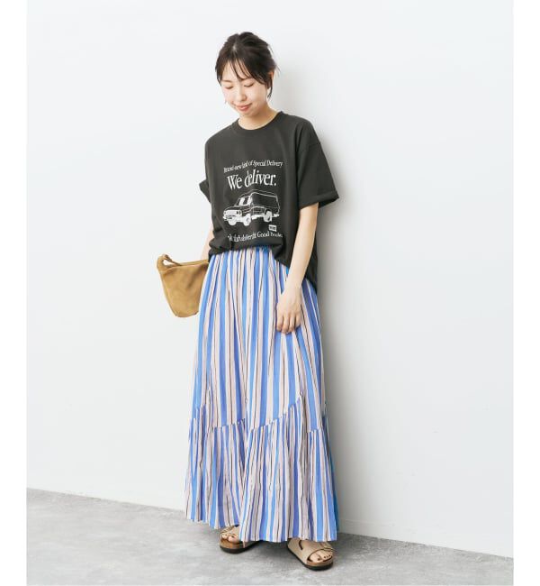Spick and Span「《別注カラー有 / 予約》ne Quittez pas CottonVoile StripeSlant Panel Skirt*」|スカート|