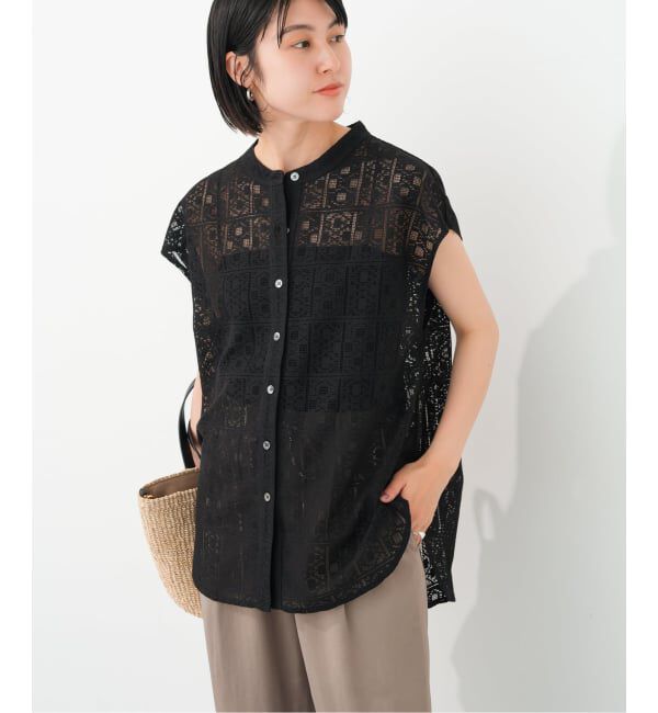 Spick and Span「《追加予約》PEレースフレンチスリーブシャツ」|シャツ・ブラウス|