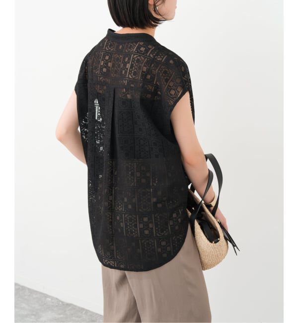Spick and Span「《追加予約》PEレースフレンチスリーブシャツ」|シャツ・ブラウス|