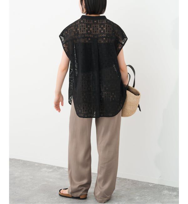 Spick and Span「《追加予約》PEレースフレンチスリーブシャツ」|シャツ・ブラウス|