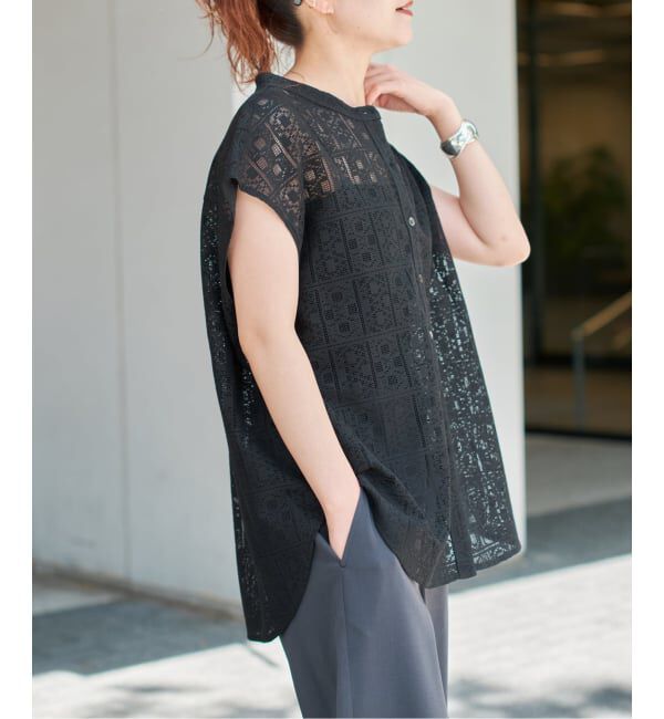 Spick and Span「《追加予約》PEレースフレンチスリーブシャツ」|シャツ・ブラウス|