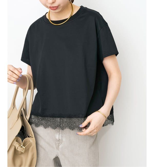 Spick and Span「《追加予約》ヘムレース付きTシャツ」|Tシャツ・カットソー|
