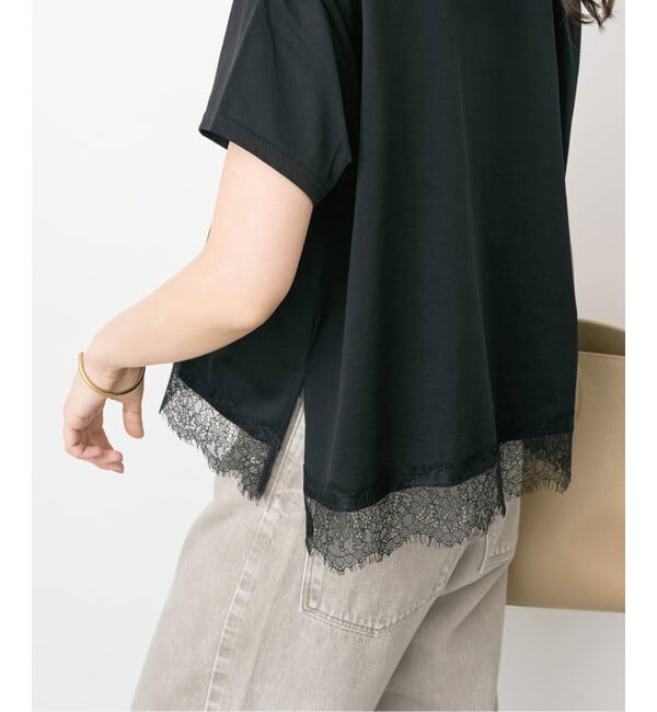 Spick and Span「《追加予約》ヘムレース付きTシャツ」|Tシャツ・カットソー|