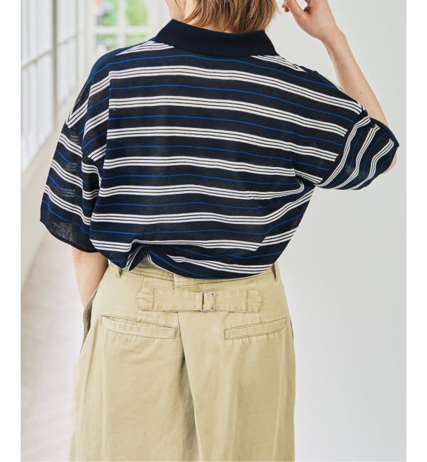 Spick and Span「シアーマルチボーダーポロシャツニット」|ニット・セーター|