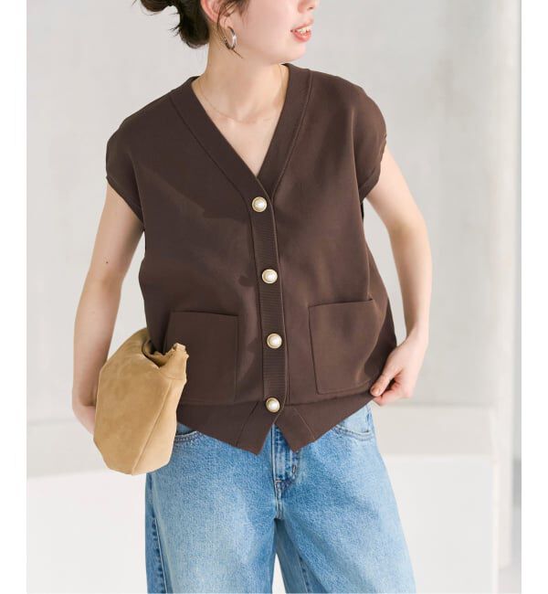 Spick and Span「《WEB限定 / 追加予約》パールボタンウォッシャブルニットベスト」|ニット・セーター|