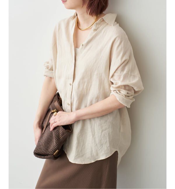 Spick and Span「《追加3予約》 80リネンカシュクール ビッグシャツ」|シャツ・ブラウス|