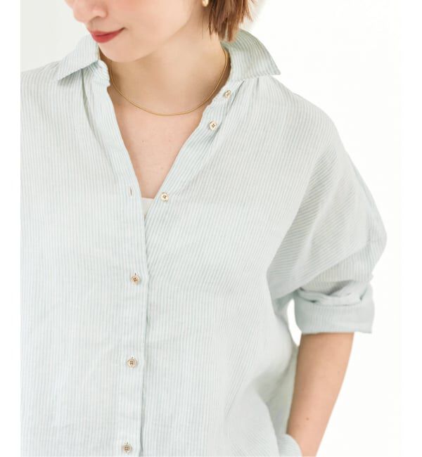 Spick and Span「《追加3予約》 80リネンカシュクール ビッグシャツ」|シャツ・ブラウス|