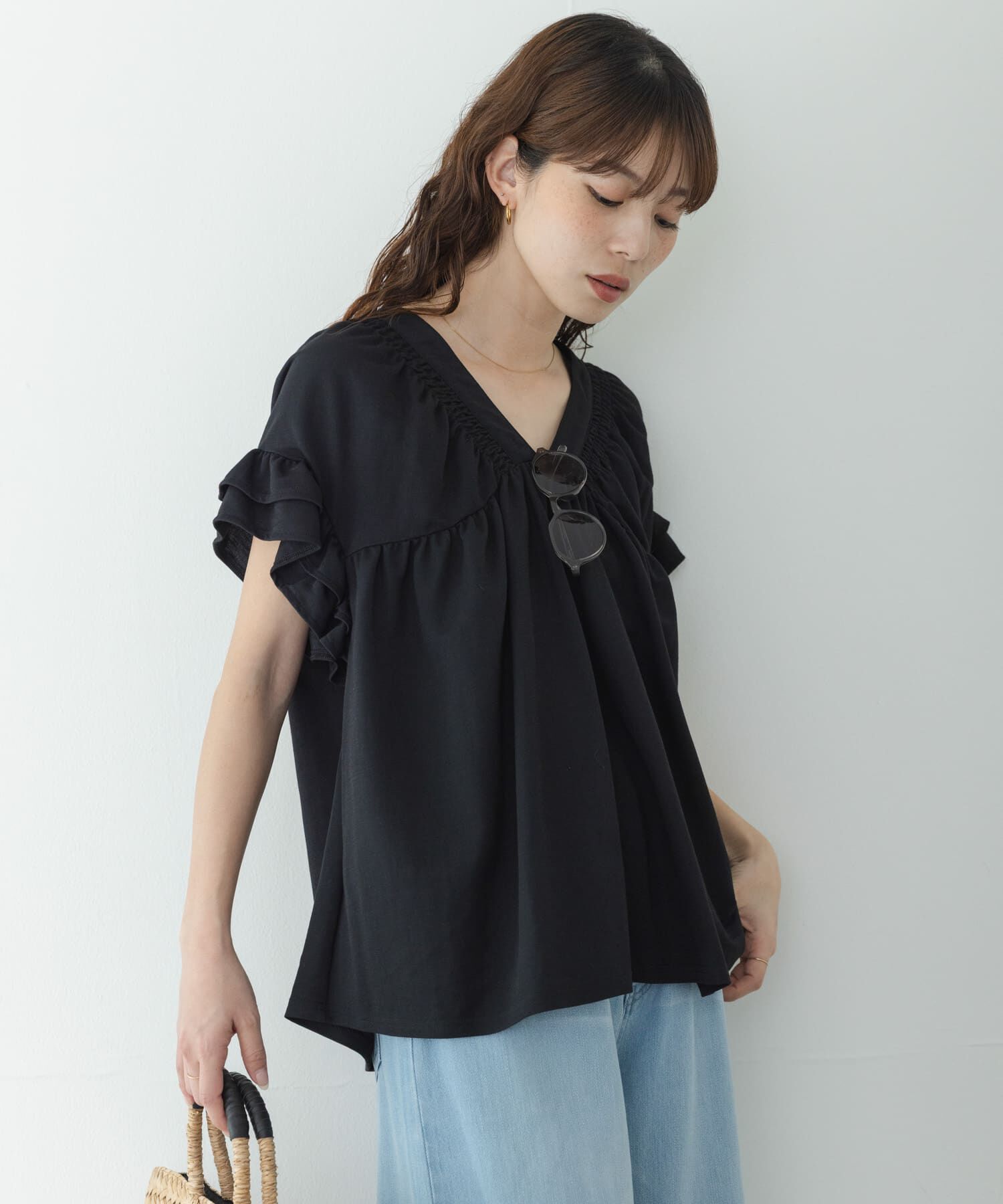 Sonny Label 「シャーリングフリルスリーブプルオーバー」|Tシャツ・カットソー|