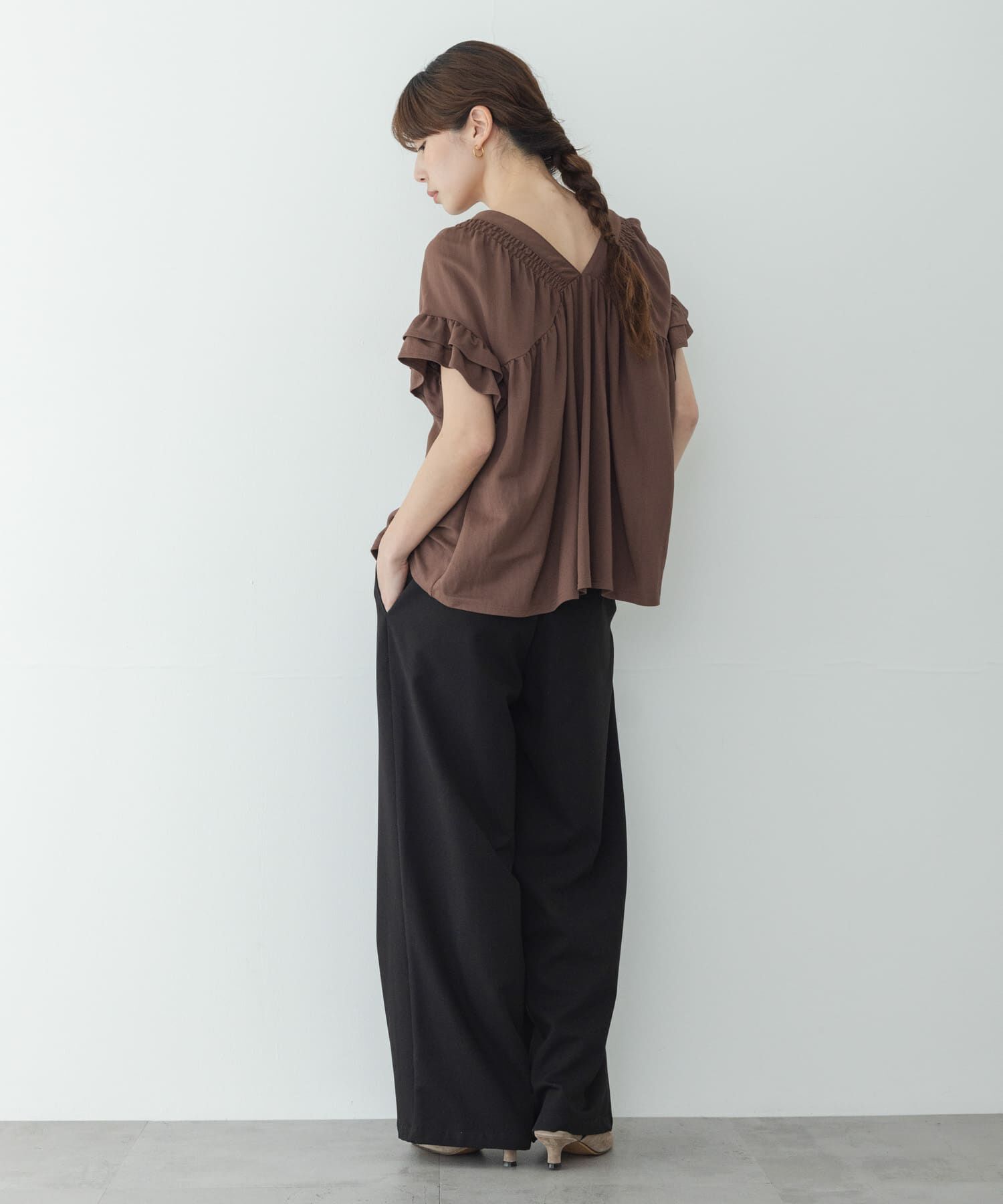 Sonny Label 「シャーリングフリルスリーブプルオーバー」|Tシャツ・カットソー|
