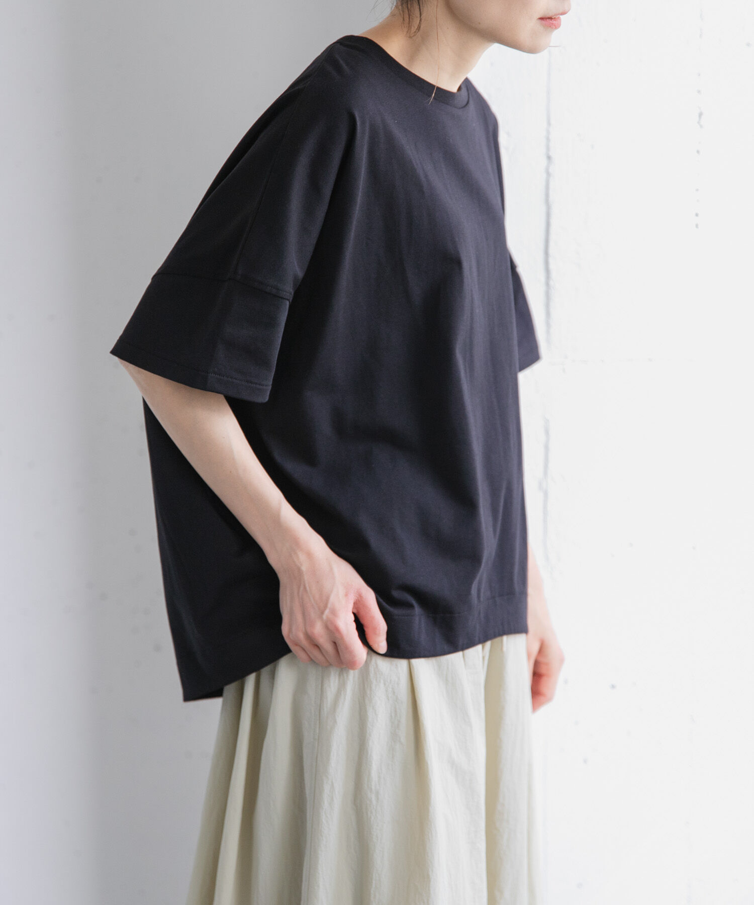 URBAN RESEARCH DOORS「FORK&SPOON　コクーンショートスリーブTシャツ」|Tシャツ・カットソー|ブラック