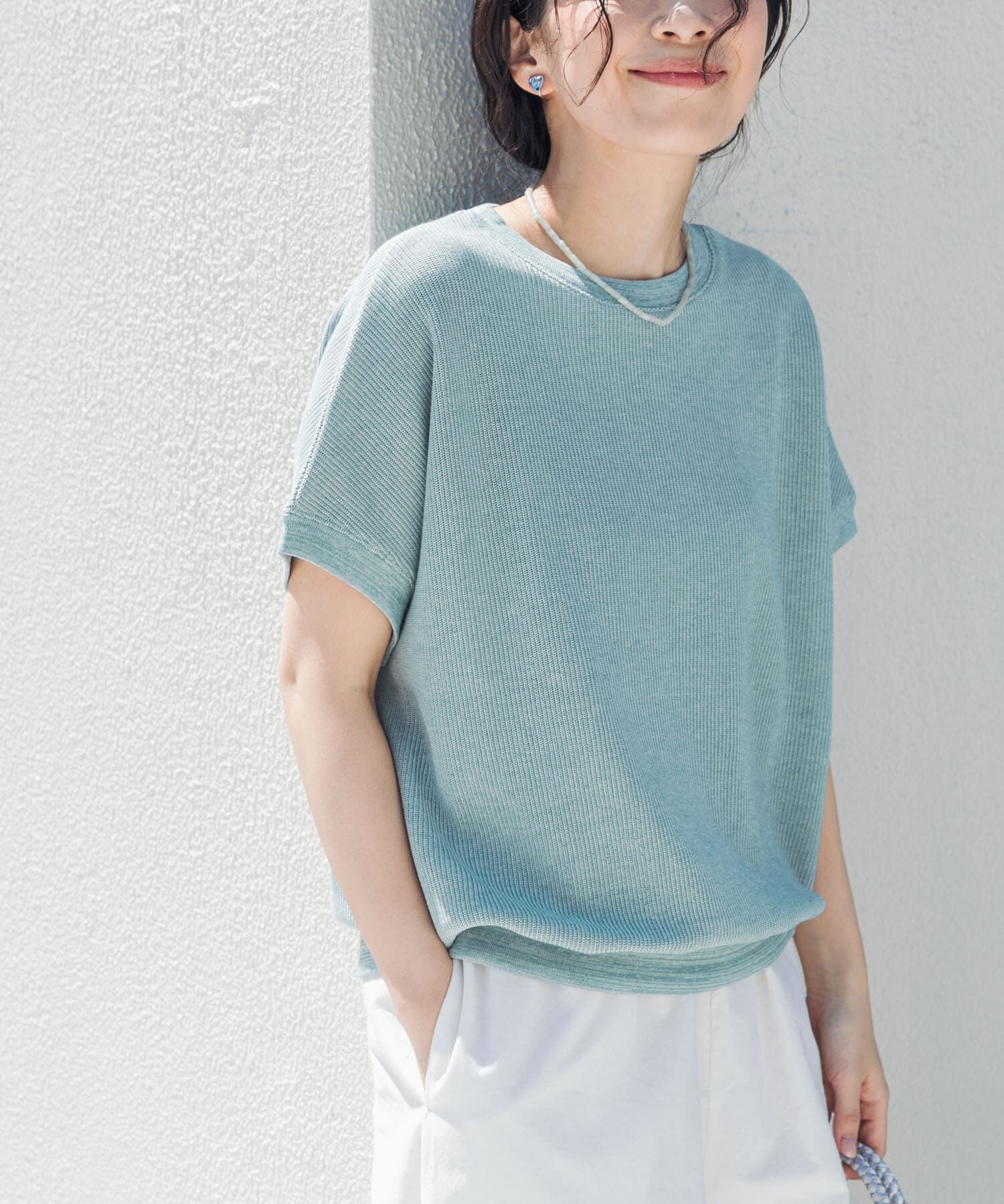 URBAN RESEARCH DOORS「タックフライスフレンチTシャツ」|Tシャツ・カットソー|ブルー