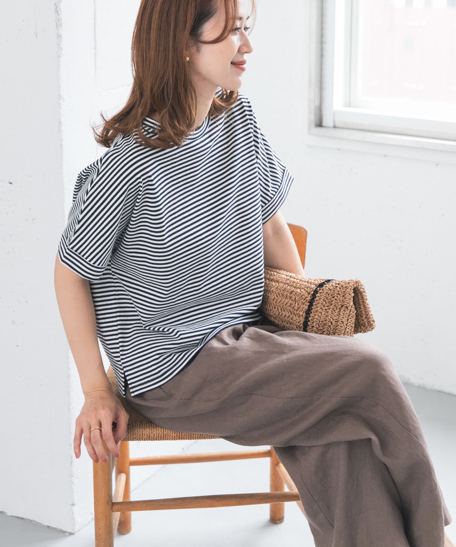 URBAN RESEARCH DOORS「『UR TECH』コットンロールスリーブプルオーバー」|Tシャツ・カットソー|