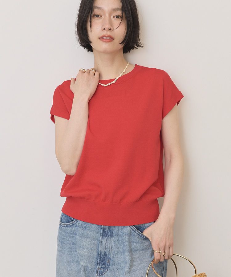 AMERICAN HOLIC「【接触冷感・UVカット】フレンチスリーブニットプルオーバー」|ニット・セーター|Red